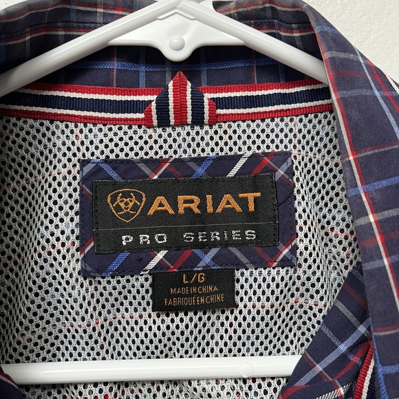Ariat Pro Series Shirt Men's Large Blue Red Plaid Button‎ Up Western Performance - Picture 6 of 10